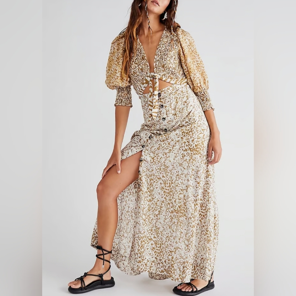 Free People String of Hearts Printed Maxi NWOT